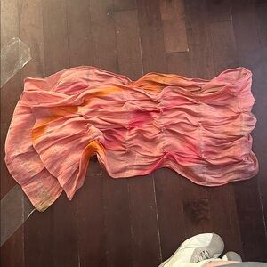 69”/20” Beautiful Silk Blend Hand Dyed Floral Detail Scarf NWOT